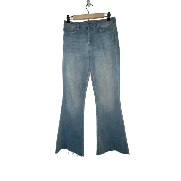 L'AGENCE SERA Jeans Womens Size 27 Light Blue Flared Raw Hem High Rise